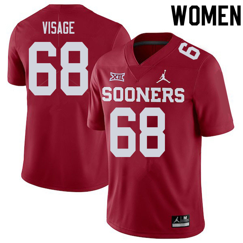 Women #68 Ayden Visage Oklahoma Sooners College Football Jerseys Sale-Crimson - Click Image to Close